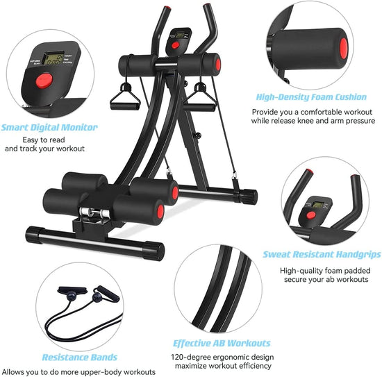 AB Workout Equipment, Home Gym Ab Machine for Abdominal Exercise and Strength Training, Height Adjustable Fitness Equipment