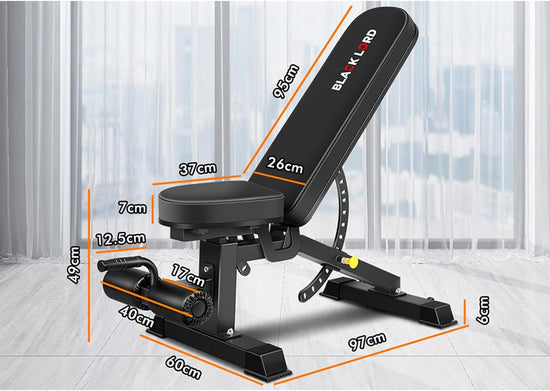 Foldable Weight Bench for Incline Decline Flat Dumbbell Press, Adjustable FID Bench with 14 Positions for Full Body Exercise, Utility Fitness Equipment for Commercial & Home Gym, Max 450Kg