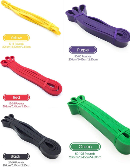 ® Set of 5 Heavy Duty Resistance Band Loop Power Gym Fitness Exercise Yoga Workout