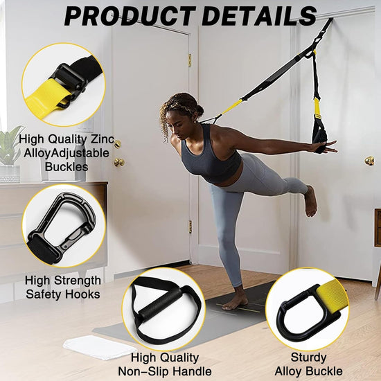 Suspension Training Kit,Resistance Trainer for Full Body for All Levels,Indoor & Outdoor Use Adjustable Training Straps,Supports up to 500Kg, All-In-One Home Gym Equipment