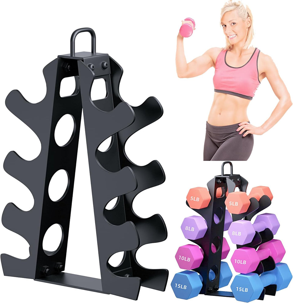 Dumbbell Rack, Weight Rack for Dumbbells, 4 Tiers A-Frame Dumbbell Rack Stand with Handle, Alloy Steel Dumbbell Rack for Home Gyms and Offices (Dumbbell Rack Only)