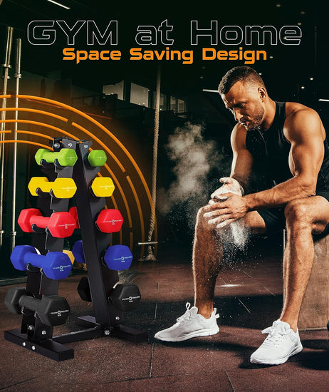 Neoprene Dumbbells Weight Storage Rack - 2.0 MM Thick Steel Weight Organizer - Ideal Choice for Home Gym - Easy to Assemble and Store