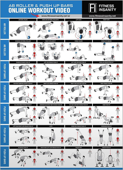 Ab Roller Wheel, 6-In-1 Ab Roller Kit with Knee Mat, Push-Up Bars, Resistance Bands, Workout Poster, Workout Guide, Perfect Home Gym Equipment for Men Women Abdominal Exercise