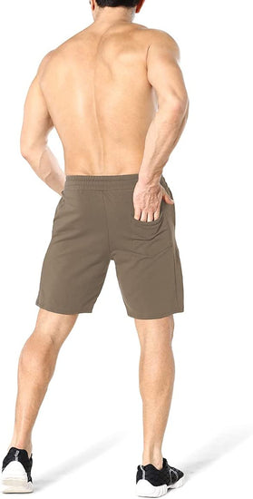 Mens Gym Running Shorts, Workout Athletic Bodybuilding Fitness Shorts with Zip Pockets