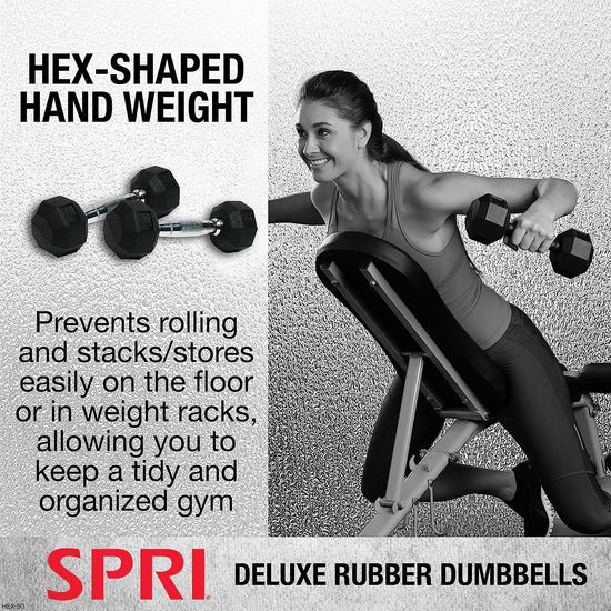 Dumbbells Hand Weights Deluxe Rubber Encased Chrome Handle All-Purpose Dumbbell (Available in 3, 5, 8, 10, 12, 15, 20, 25, 30, 35, 30, 45, 50 Pounds)