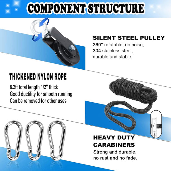Pulley Cable Machine Men Women Professional Muscle Strength Fitness Equipment Forearm Wrist Roller Training for LAT Pulldowns, Biceps Curl, Triceps Extensions Workout
