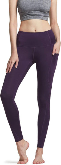 Women'S Thermal Tummy Control Yoga Pants with Pockets, High Waist Warm Fleece Lined Leggings, Winter Workout Running Tights