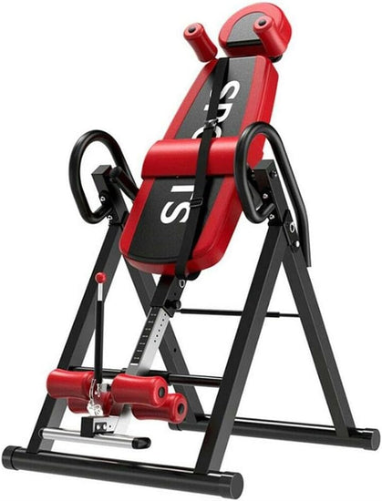 Gravity Inversion Table - Upside down Machine - Heavy Duty- Red/Black - Gym Fitness