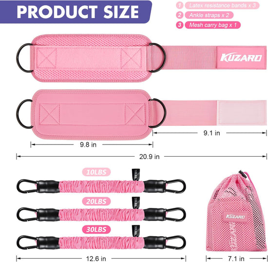Resistance Bands Set with Ankle Straps, Glutes Workout Equipment, Ankle Bands for Working Out, Butt Exercise Equipment for Women Legs and Glutes - Perfect for Home Workouts and Fitness Training