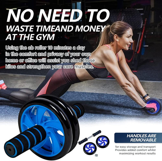 7-In-1 AB Wheel Roller Kit with Push up Brackets Skipping Rope Hand Wrist Developer and Knee Pad for Home Workout - Portable Home Fitness Equipment Push-Up Gripper Ab Roller for Men Abdominal Exerciser GYM