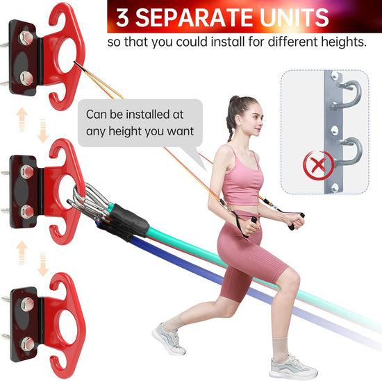 Resistance Band Wall Anchors,Workout Wall Mount Anchor,Band Wall Mounts Gym Anchor,Band Hooks, Space-Saving Wall-Mounted Clip for Home Gym Workouts,For Strength Training,Fitness,Physical Therapy