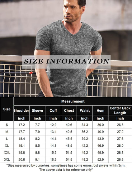 Men'S Muscle T Shirts Stretch Short Sleeve V Neck Bodybuilding Workout Tee Shirts