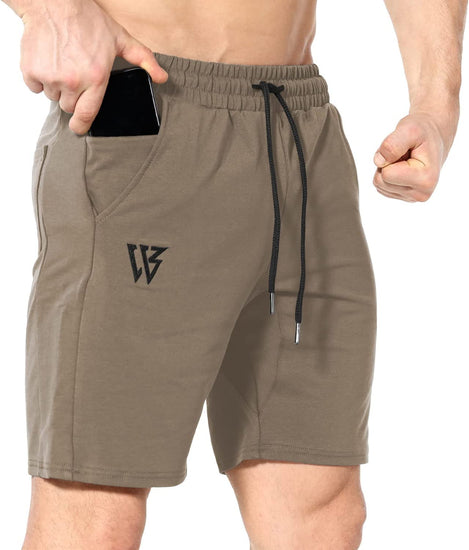 Mens Gym Running Shorts, Workout Athletic Bodybuilding Fitness Shorts with Zip Pockets
