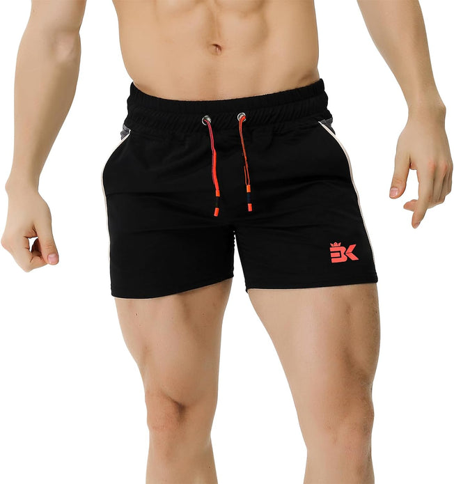 Men'S Gym Sport Shorts, Lightweight Workout Fitness Running Shorts 5" Quick Dry Exercise Bodybuilding Shorts Zip Pocket