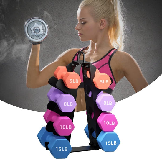 Dumbbell Rack, Weight Rack for Dumbbells, 4 Tiers A-Frame Dumbbell Rack Stand with Handle, Alloy Steel Dumbbell Rack for Home Gyms and Offices (Dumbbell Rack Only)
