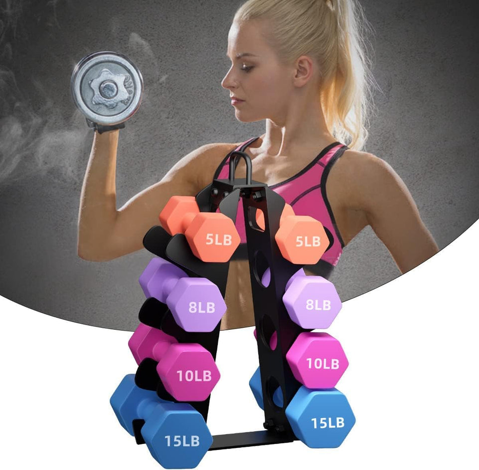 Dumbbell Rack, Weight Rack for Dumbbells, 4 Tiers A-Frame Dumbbell Rack Stand with Handle, Alloy Steel Dumbbell Rack for Home Gyms and Offices (Dumbbell Rack Only)