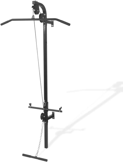 Wall-Mounted Home Gym - Dual Pulley Training System with Lat Pull-Down and Low Pull-Up Bars - Steel Construction Supports up to 120 Kg.