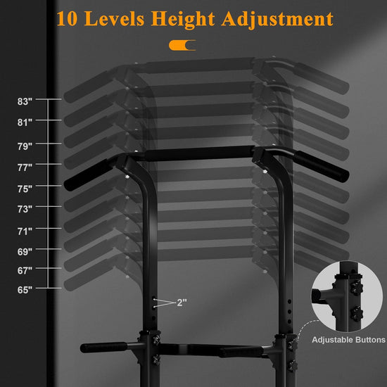 Multi-Function Power Tower Adjustable Height Pull up and Dip Station Strength Training Fitness Workout Station
