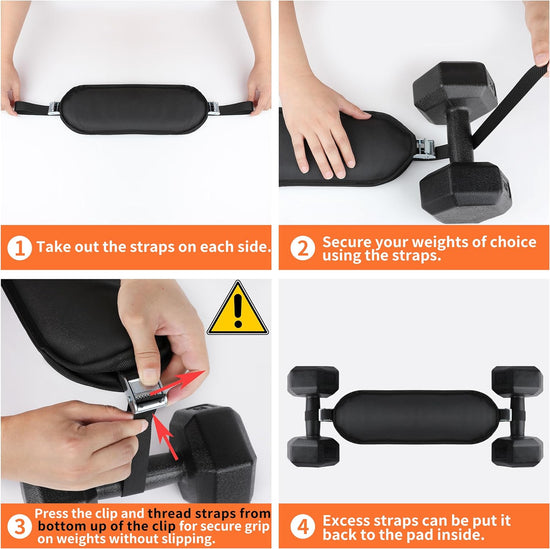 Hip Thrust Belt, Dumbbell Thrust Belt for Kettlebells or Grip Plates, Thicker Slip-Resistant Leather Glute Bridge Pad Machine Booty Workout of Home Gym Black 17.32*5.3Inch