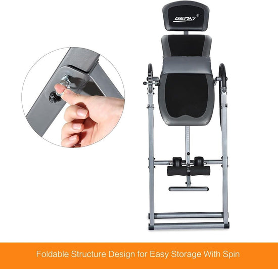 Gravity Inversion Table Heavy Duty Back Stretcher Back Pain Inverter W/Pvc Belt Home Gym Machine Fitness Height Adjustable