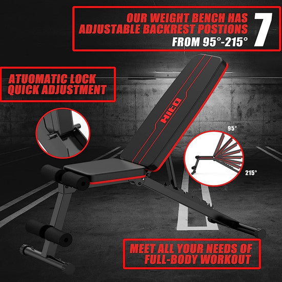 Weight Bench, Adjustable Weight Bench, Strength Training Benches for Full Body Workout & Home Gym with Resistance Bands