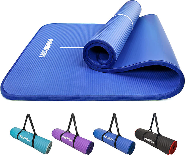 Yoga Mat Eco Friendly NBR All-Purpose 10Mm Thick Non-Slip Exercise Mat High Density Anti-Tear Pilates Mat with Carrying Strap for Yoga Pilates and Gymnastics - 183Cm X 66Cm X 1Cm - 4 Colours(Only Official Brand : )