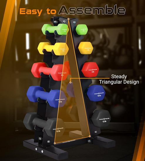 Neoprene Dumbbells Weight Storage Rack - 2.0 MM Thick Steel Weight Organizer - Ideal Choice for Home Gym - Easy to Assemble and Store