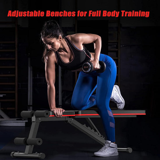 Weight Bench, Adjustable Weight Bench, Strength Training Benches for Full Body Workout & Home Gym with Resistance Bands