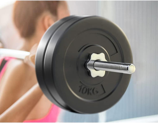 48Kg Barbell Set, Weight Plates Barbells Bar Strength Training Exercise Fitness Equipment for Home Gym, with Standard Ring Stable Stand 2 Spring Lock Black