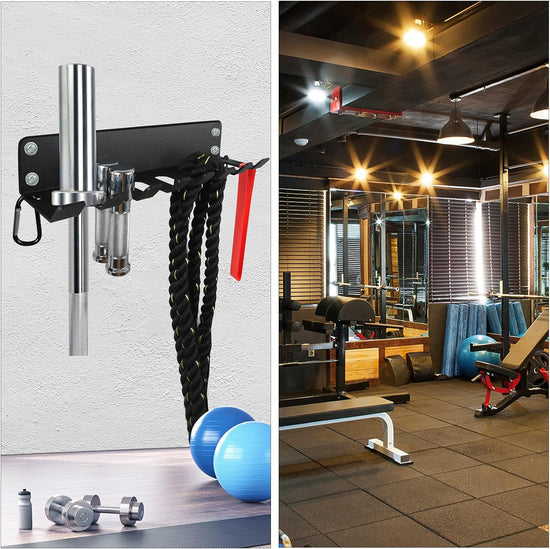 Home Gym Storage, Heavy-Duty Barbell Holder, Barbell Storage for Olympic Barbell, Gym Accessories Kettlebells Weight Bar Workout Rack Equipment Fitness Foam Roller Jump Rope Resistance Band