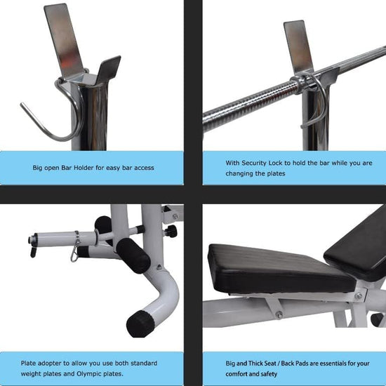 Commercial Grade Multi Station Home Gym Weights Bench Press - Fully Adjustable