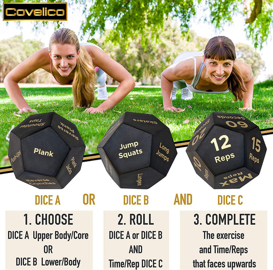 Exercise Dice Workout Set | Exercise & Fitness Equipment for Cardio and Strength | Gym Equipment Workout for Women