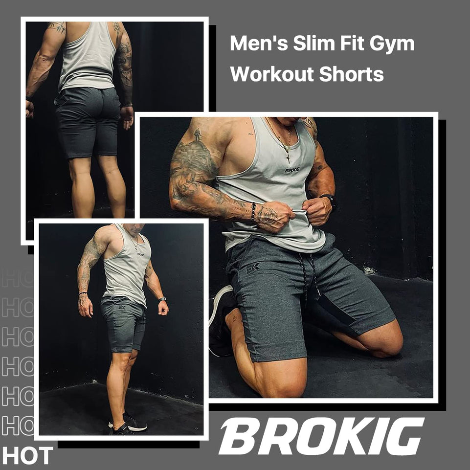 Men'S Stripe Gym Shorts,Thigh Mesh Fitness Running Shorts Slim Fit Sport Shorts with Zip Pocket