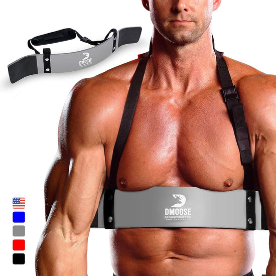 Dmoose Arm Blaster for Biceps Triceps Bodybuilding Muscle Strength Gains Workout Equipment Training Contoured Bicep Blaster Isolator Preacher Curling Weight Lifting Adjustable Strap Neoprene Padding