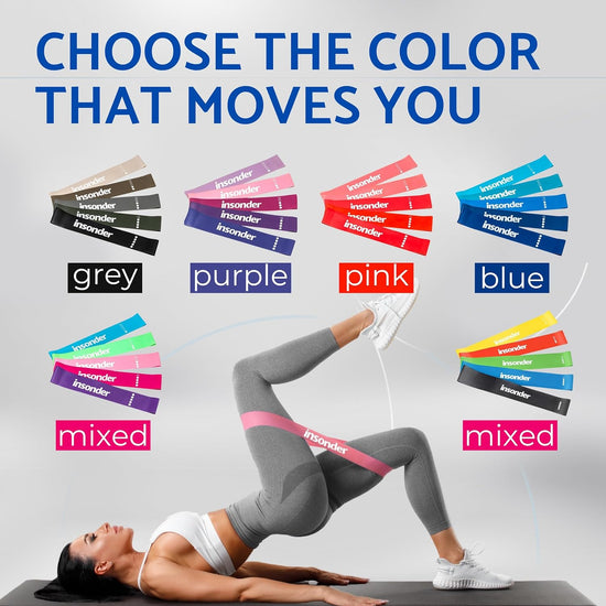 Resistance Bands Set - Skin Friendly Loop Bands with Workout Guide - Great for Exercise of Glutes Legs Thigh Fitness Physical Therapy Pilates
