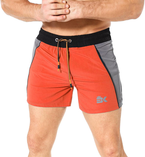 Men'S Gym Sport Shorts, Lightweight Workout Fitness Running Shorts 5" Quick Dry Exercise Bodybuilding Shorts Zip Pocket