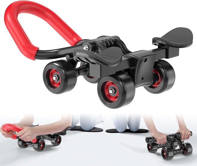 4 Wheel Ab Roller, Core Workout Muscle Wheel Roller Trainer, Strength Training Equipment, Push up Exercise Equipment, Ab Machine, Ab Trainer, Sports Fitness Equipment for Women Men