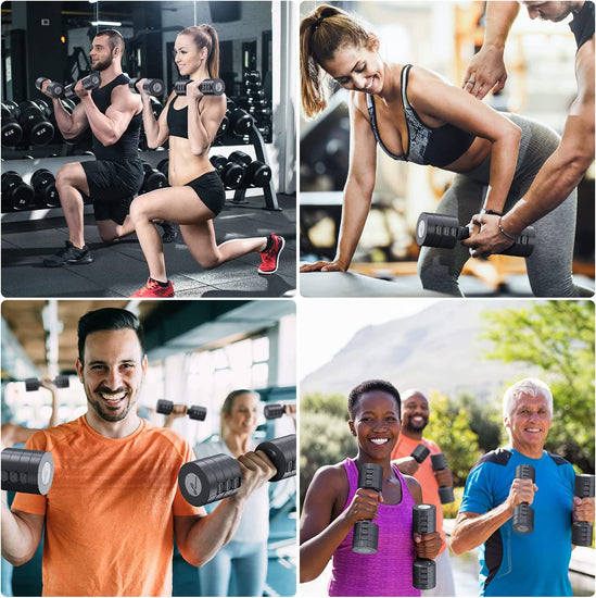 Adjustable Dumbbells Hand Weights Set:  4 in 1 Weight Adjustment Each 2Lb 3Lb 4Lb 5Lb Free Weights Fast Adjust Dumbbell Weight Set of 2 for Women Men Home Gym Workout Strength Training