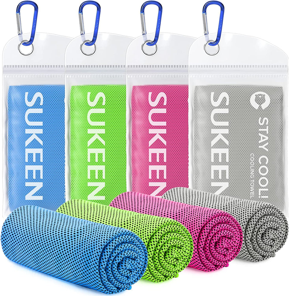 KUEN [4 Pack] Cooling Towel (40"X12"), Ice Towel, Soft Breathable Chilly Towel, Microfiber Towel for Yoga, Sport, Running, Gym, Workout,Camping, Fitness, Workout & More Activities