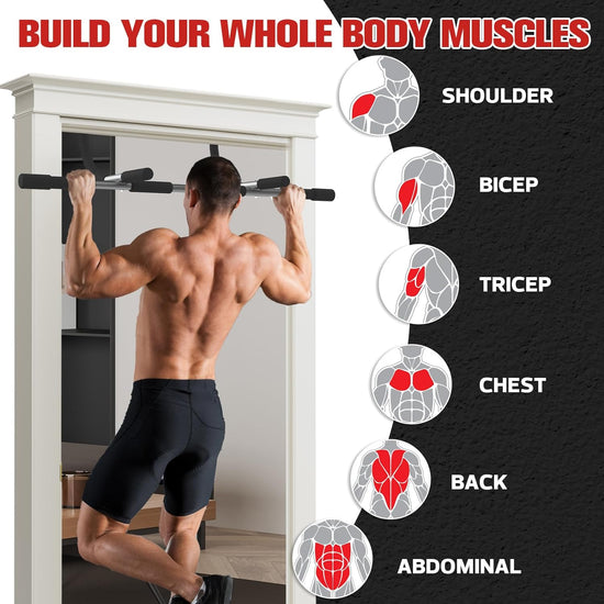 Pull-Up Bar Doorway Portable Chin-Up Bar Home Fitness Bar Upper Body Fitness Workout for Indoor Home Gyms Max Load 150Kg Black