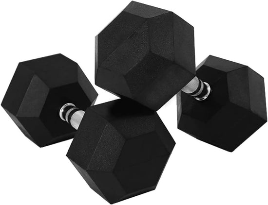 Essential Rubber Hex Dumbbell Pair for Men & Women - Suitable for Home Gym Weight Lifting, Fitness Workout Exercise. Available in 5Kg - 30Kg