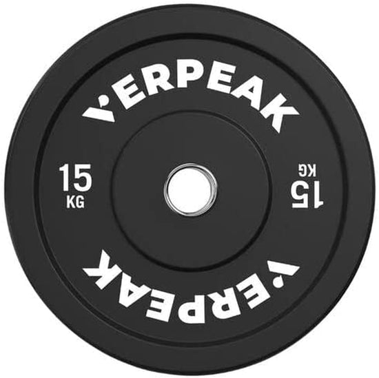 Bumper Olympic Weight Plate, 5Kg, 10Kg, 15Kg, 20Kg, 25Kg Black Rubber Weight Plate Set Olympic 50Mm Center Hole, for Barbell, Dumbbell Handle, Weight Lifting, Bench Press, Home Gym Fitness Strength Weight Training Workout
