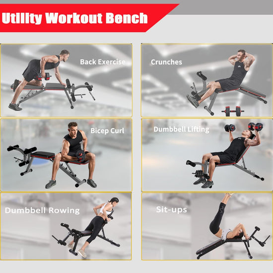 Weight Bench with Leg Extension and Curl, Adjustable Workout Bench Utility Incline Decline Benches for Home Gym Full Body Exercise & Strength Training