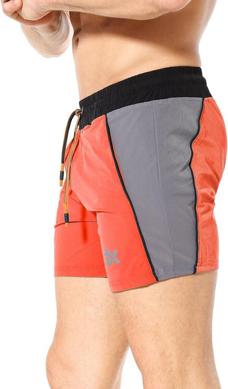 Men'S Gym Sport Shorts, Lightweight Workout Fitness Running Shorts 5" Quick Dry Exercise Bodybuilding Shorts Zip Pocket