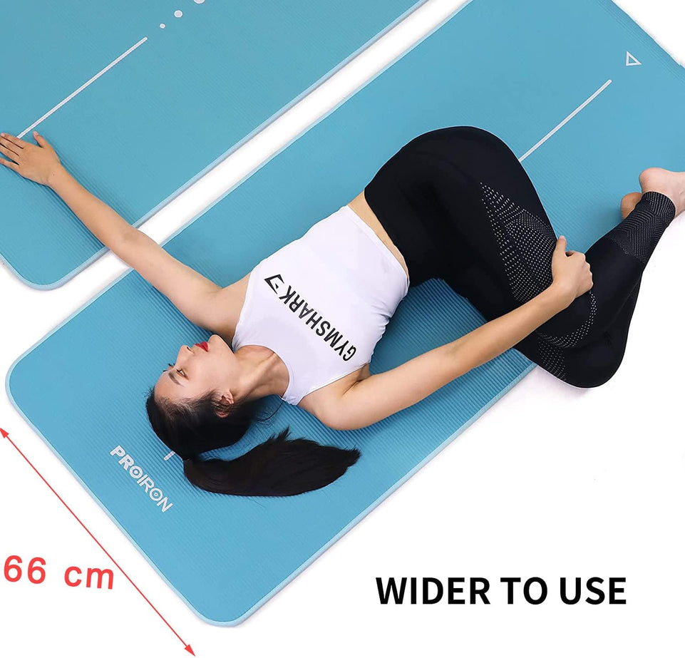 Yoga Mat Eco Friendly NBR All-Purpose 10Mm Thick Non-Slip Exercise Mat High Density Anti-Tear Pilates Mat with Carrying Strap for Yoga Pilates and Gymnastics - 183Cm X 66Cm X 1Cm - 4 Colours(Only Official Brand : )