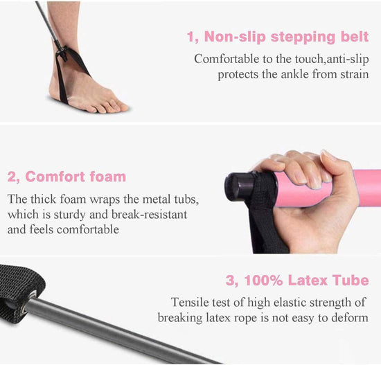 Portable Pilates Bar Kit with Exercise Resistance Band, Pilates Exercise Stick Yoga Fitness Bar with Foot Loop, Muscle Sculpt Leg Stretcher Home Gym Workout Equipment for Total Body Exercise