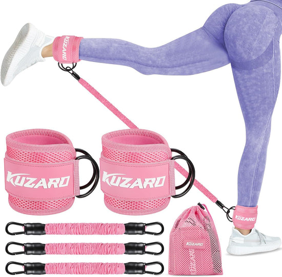Resistance Bands Set with Ankle Straps, Glutes Workout Equipment, Ankle Bands for Working Out, Butt Exercise Equipment for Women Legs and Glutes - Perfect for Home Workouts and Fitness Training
