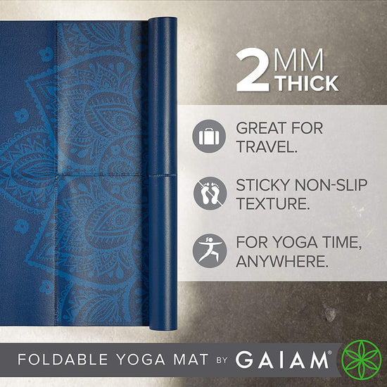 Yoga Mat - Folding Travel Fitness & Exercise Mat - Foldable Yoga Mat for All Types of Yoga, Pilates & Floor Workouts (68"L X 24"W X 2Mm Thick)