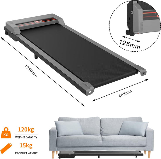Walking Pad, under Desk Walking Pad Electric Treadmill Home Office Gym Exercise Fitness Machine W/App Control & Remote Control, 120KG Capacity
