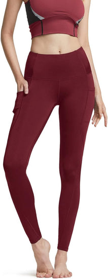 Women'S Thermal Tummy Control Yoga Pants with Pockets, High Waist Warm Fleece Lined Leggings, Winter Workout Running Tights